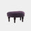 A purple upholstered Ellington stool with elegant turned legs and a semi-circular shape.