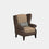 traditional leather and fabric wing back chair