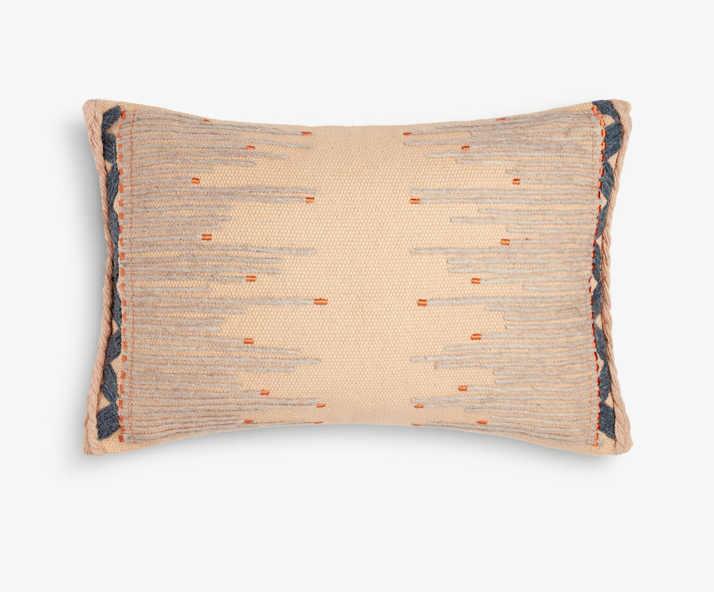 Large Lumbar Beige with Orange Tips Cushion