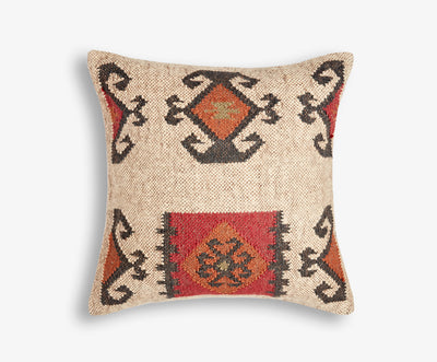 Medium Square Ethnic Beige Cushion