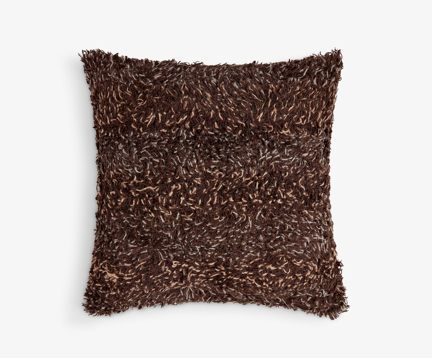 Medium Square Shaggy Dark Brown Wooly Cushion