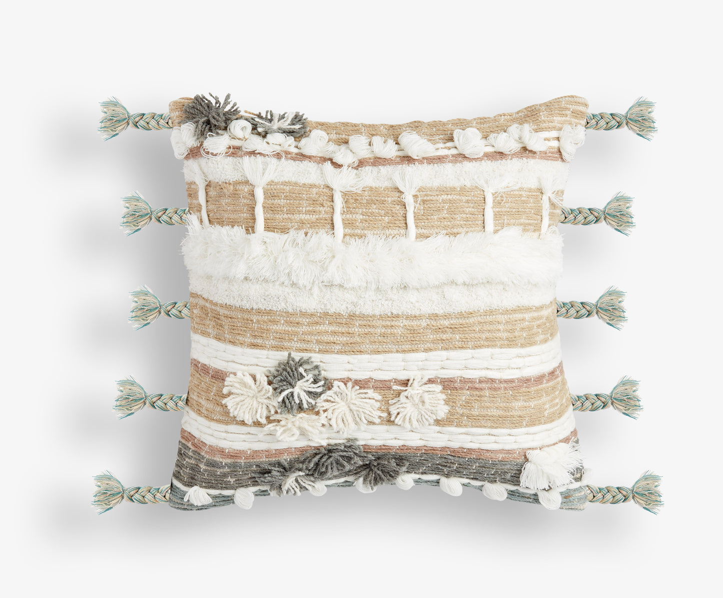 Medium Square Neutrals with Frill/Bobbles Cushion