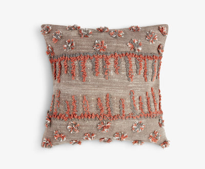 Medium Square Grey with Orange Lines Cushion