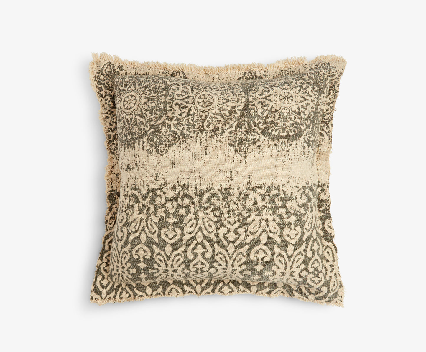Medium Square Cushion with Khaki/Natural Print