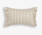Large Lumbar Natural/Beige Stripe Fringed Cushion